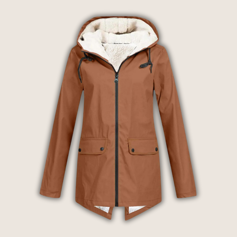 ThermaShell windproof waterproof rain jacket women's lightweight hooded shell coat