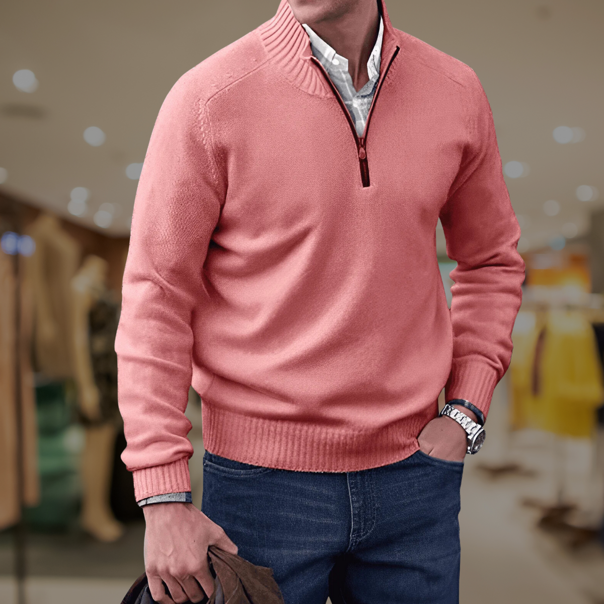Beckett Zip elegant quarter-zip pullover men's luxury lightweight business casual refined style