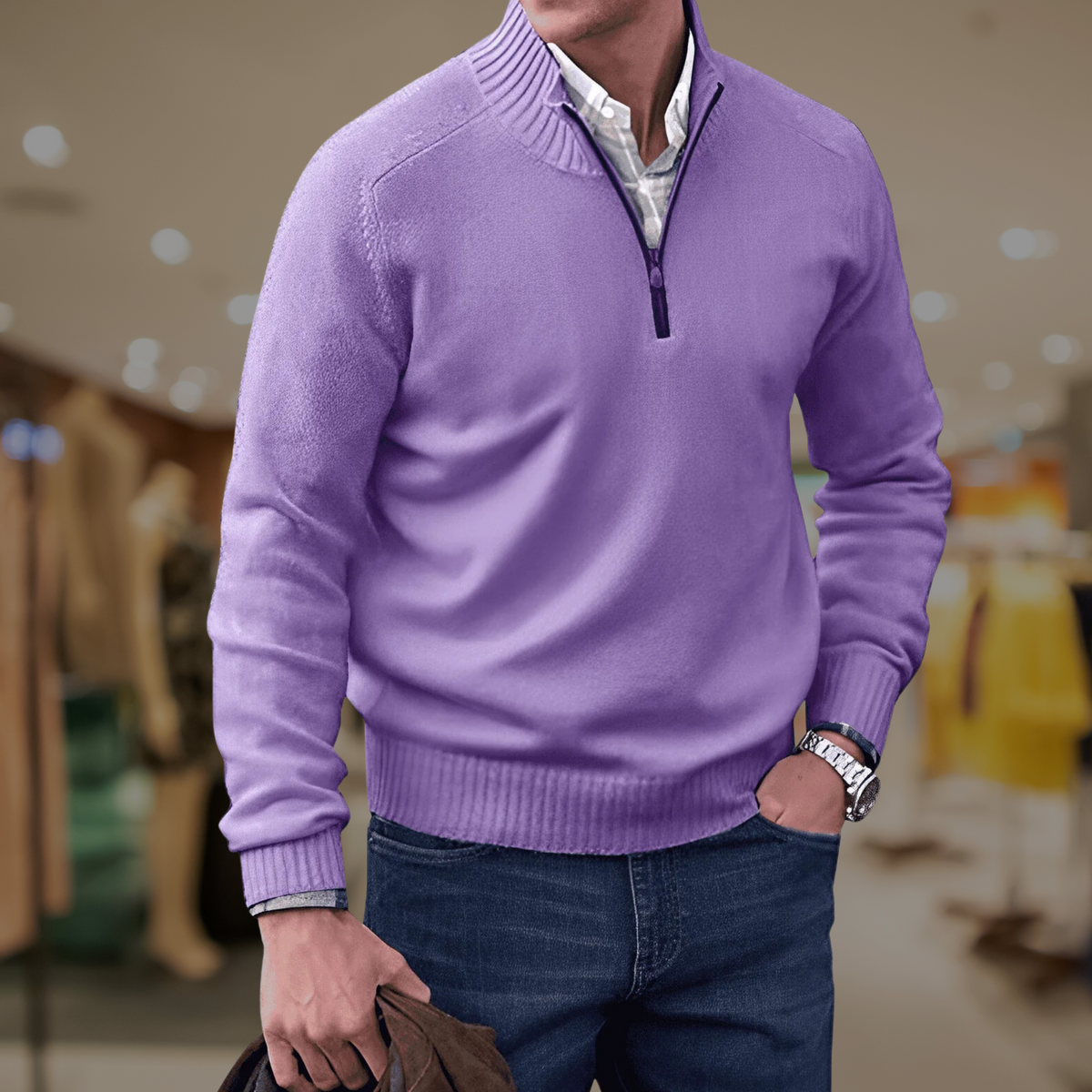 Beckett Zip elegant quarter-zip pullover lightweight insulating refined business casual men's style
