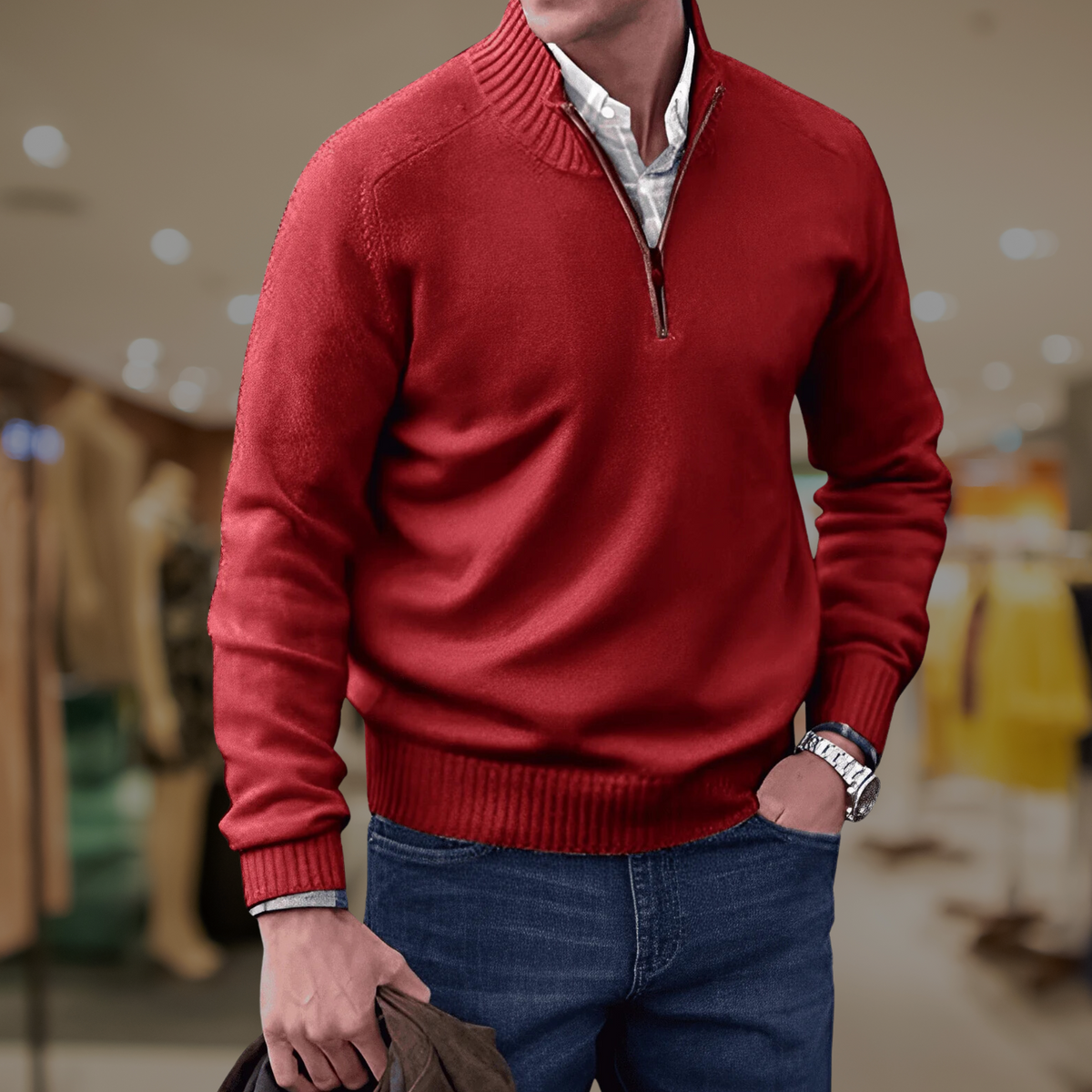 Beckett Zip elegant quarter-zip pullover lightweight insulating fabric refined business casual style