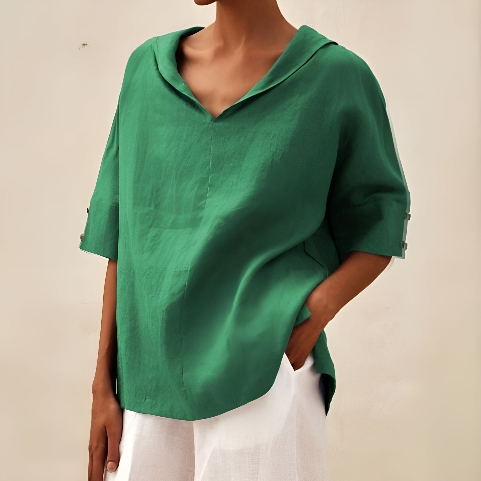 Kathleen™ relaxed fit lightweight blouse in soft neutral tones with airy breathable fabric