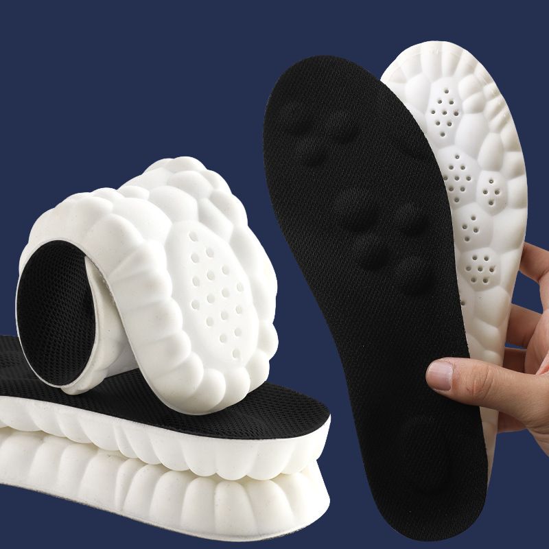 Cloud-structured adaptive memory foam insoles with honeycomb airflow and cut-to-fit design