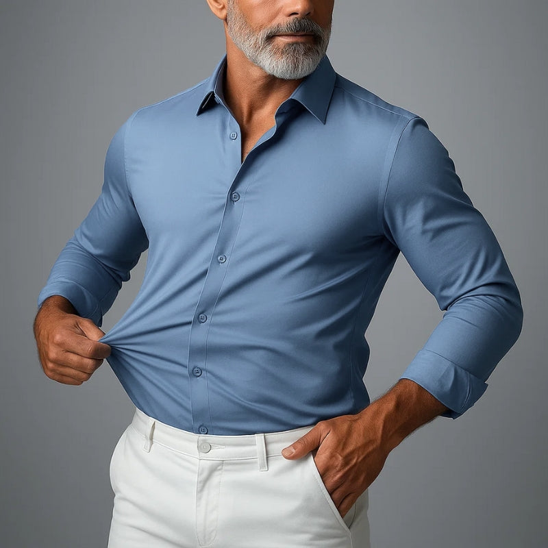 Duvant stretch slim fit shirt in classic style with 4-way stretch wrinkle-free breathable weave