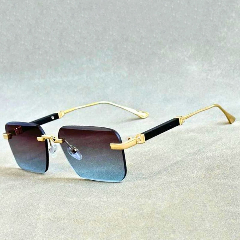 Lynox vintage rimless sunglasses with UV400 protection and anti-glare lenses for bold fashion statement