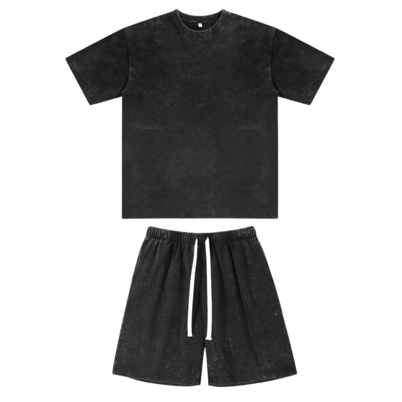 Merik vintage washed cotton two-piece set, oversized fit, lightweight casual style for warm days