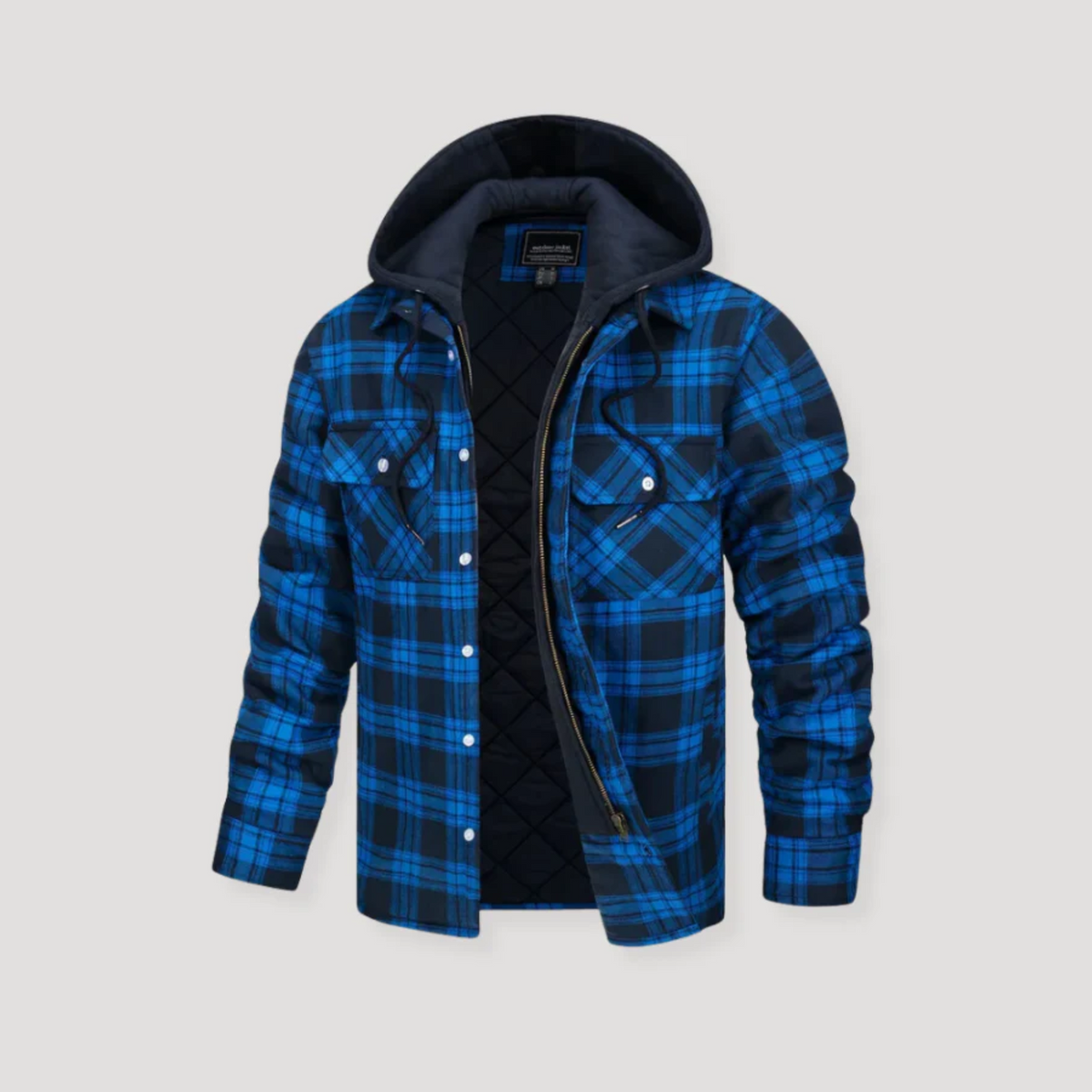 Men's plaid flannel hooded jacket rugged cozy fit warm layering outdoor style