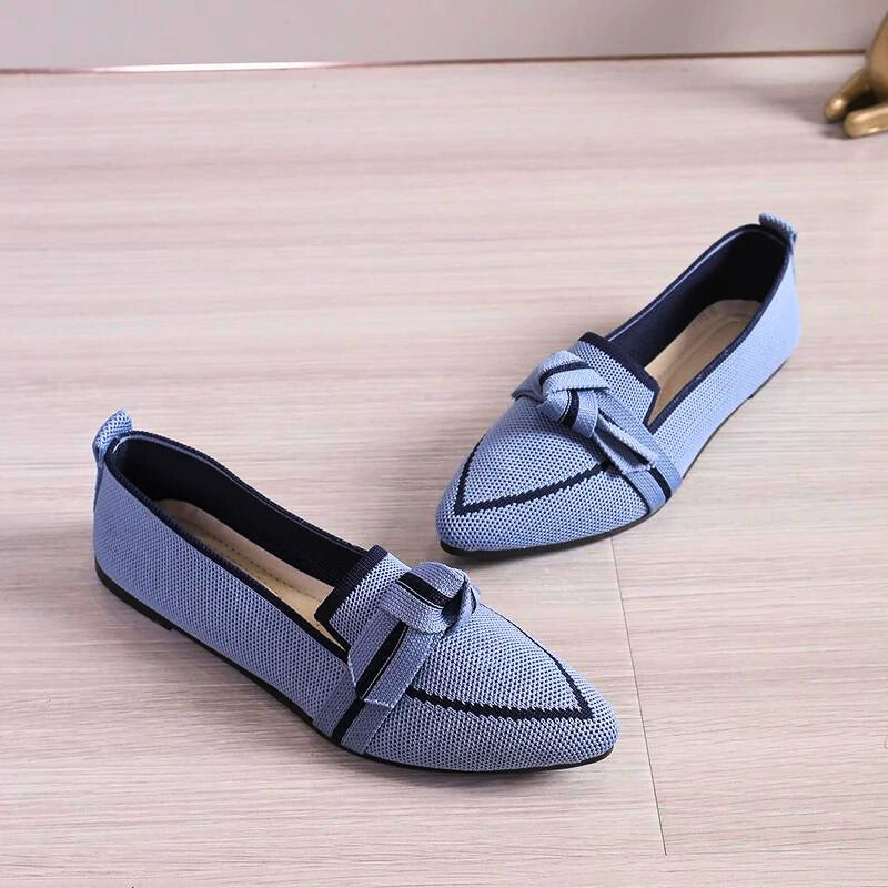 Orlena ivory ballet flats with knotted twisted toe detail and cushioned arch-support footbed