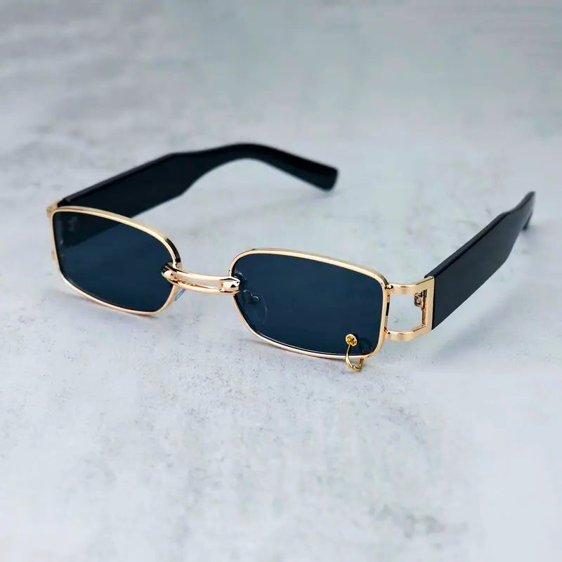 Bold link bridge sunglasses with vibrant colored lenses, UV protection, and striking avant-garde style