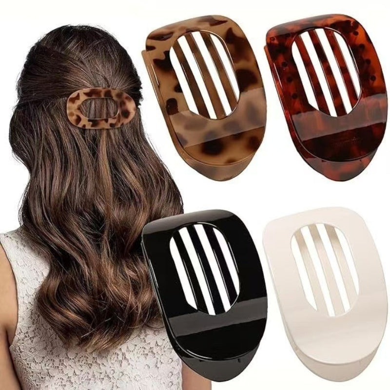 Clova 4-pack minimalist flat claw hair clips for thick and thin hair, strong spring hold