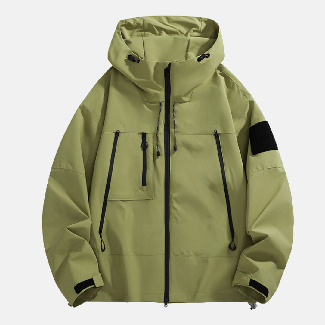 Wavlynn men's waterproof jacket relaxed fit adjustable hood outdoor shell coat