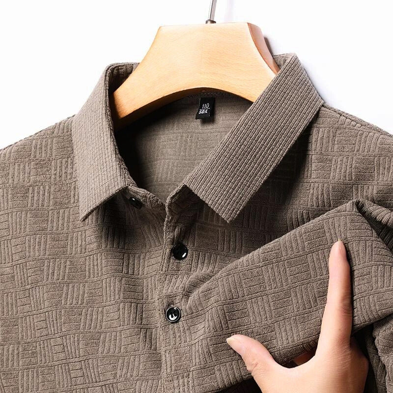 Ray Weave Polo shirt in cotton blend with unique woven pattern, versatile business casual style
