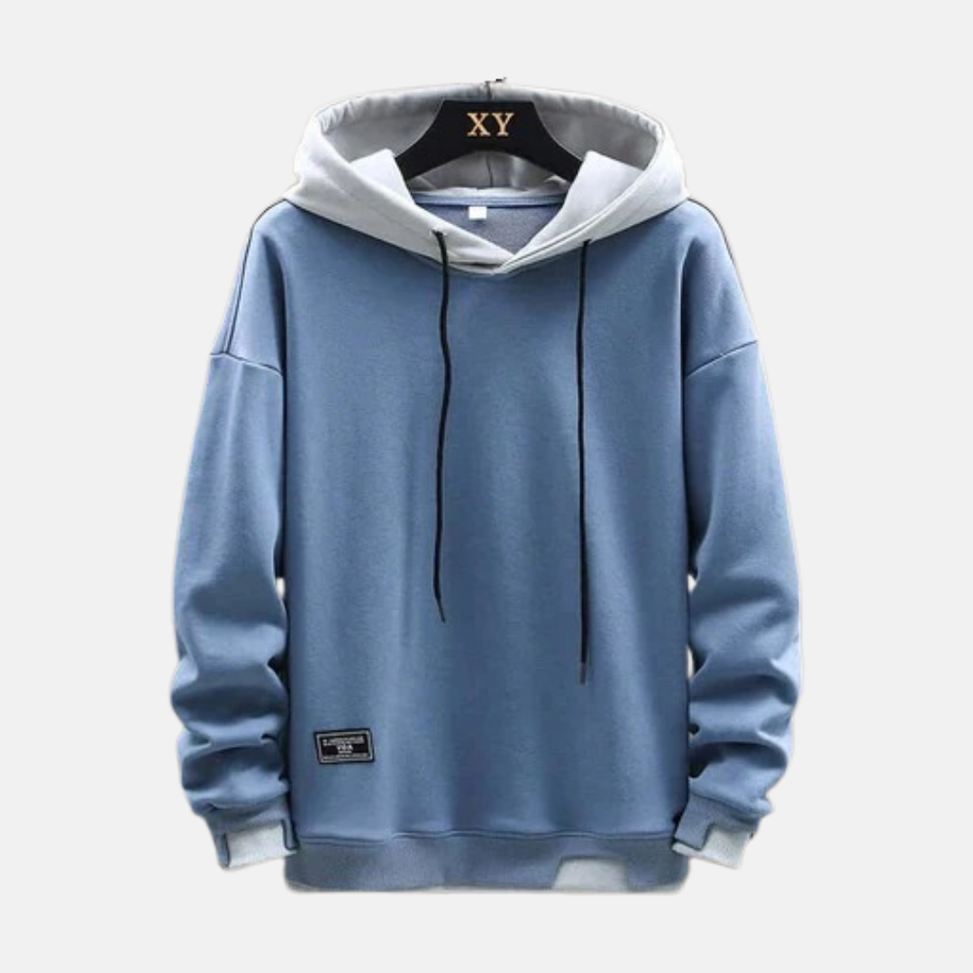 Mens oversized cotton-blend hoodie dual-layer hood ribbed trim relaxed silhouette casual winter layer