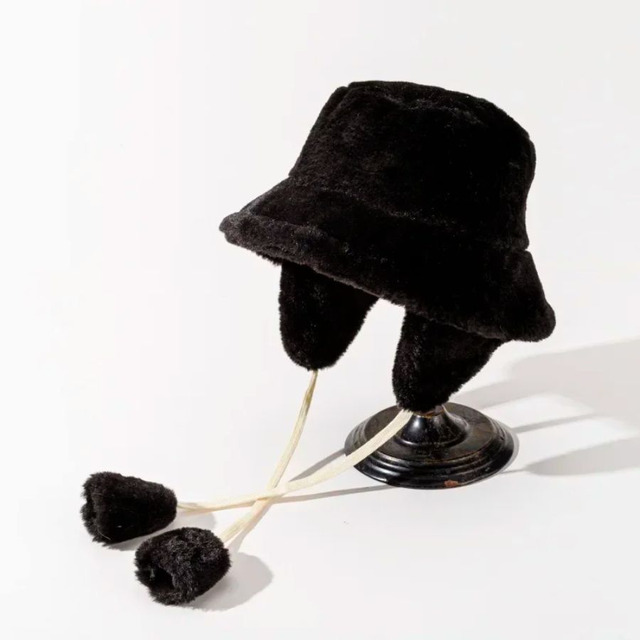 Furvia faux fur bucket hat with detachable zippered ear flaps for cold weather styling