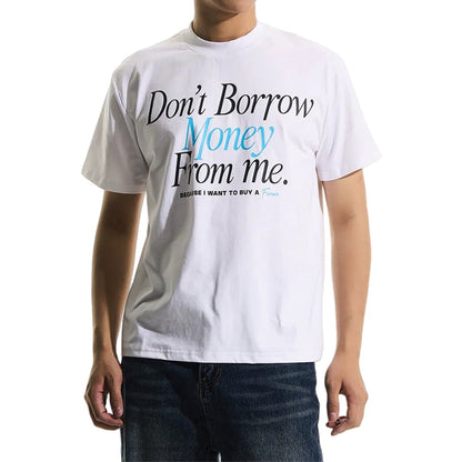 White regular fit crew neck graphic cotton tee with bold Ferrari Fund statement print