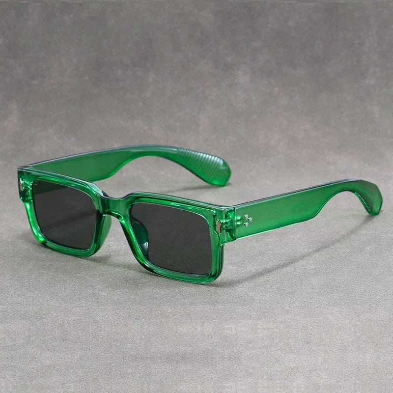 Alar retro rectangular sunglasses with full-coverage UV-protective scratch-resistant lenses
