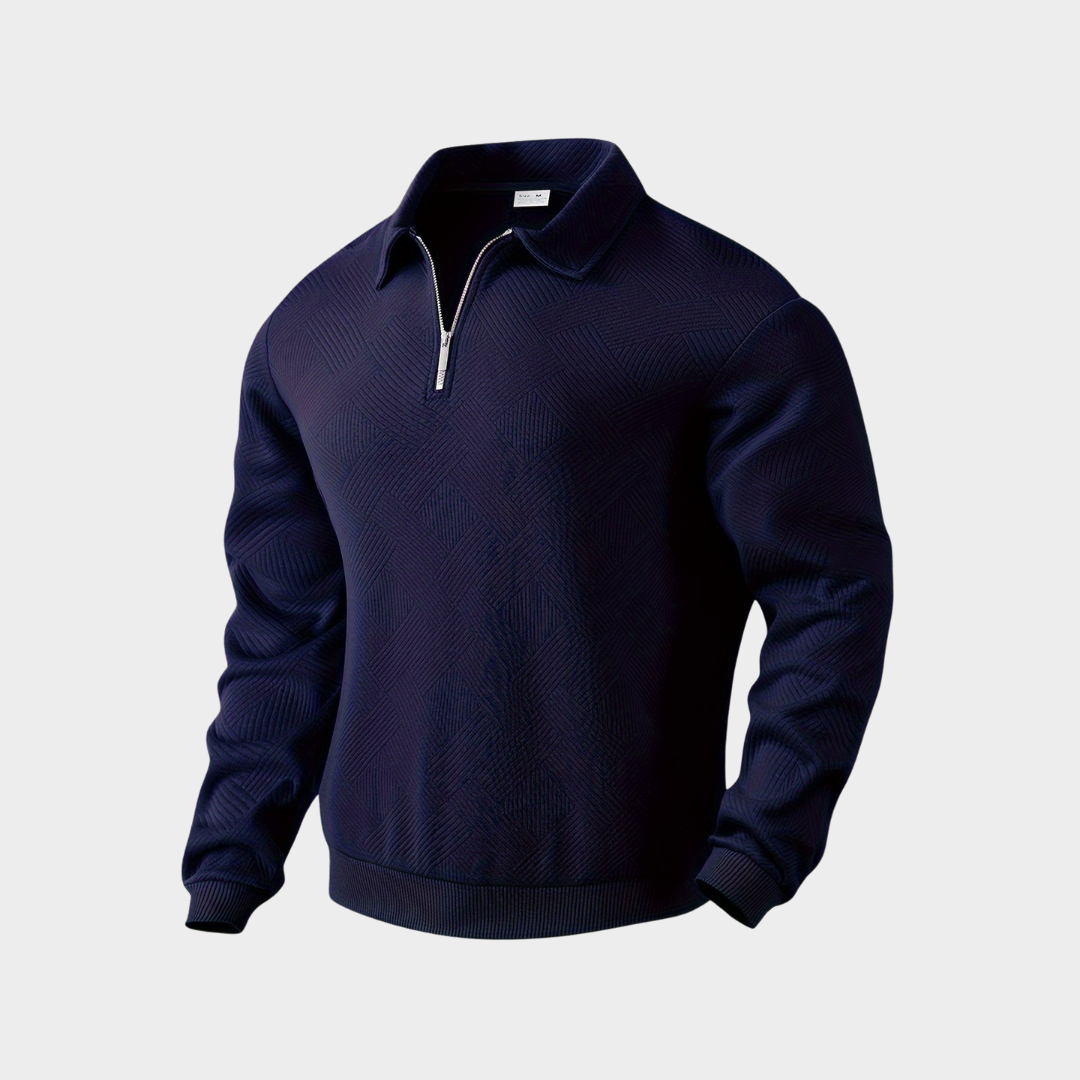 Vince men's gray textured knit half-zip pullover sweatshirt with geometric pattern