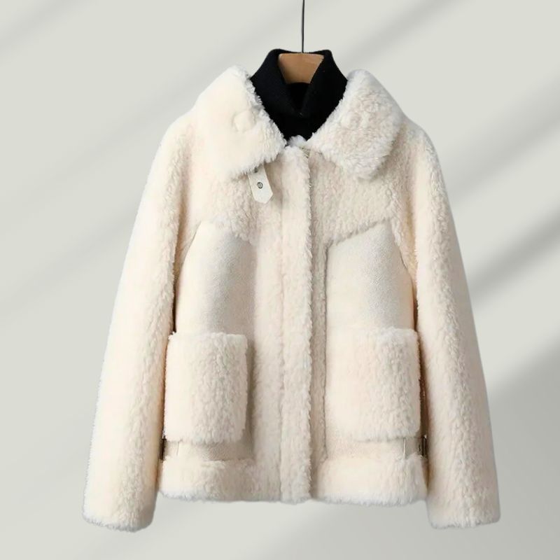 Marc Calvay plush lamb wool blend coat tailored winter-ready design for ultimate warmth and comfort