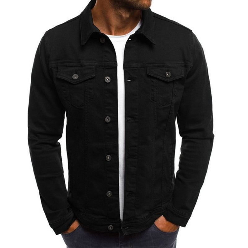Men's blue denim jacket regular fit with chest pockets and button closure for everyday wear
