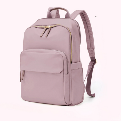 Wavlynn Cambridge Court water-resistant backpack with gold tone hardware, laptop compartment, urban professional style