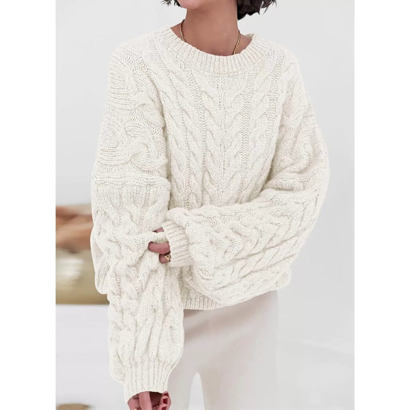 Cozora chunky knit oversized sweater in neutral tones with relaxed drape for cozy fall warmth