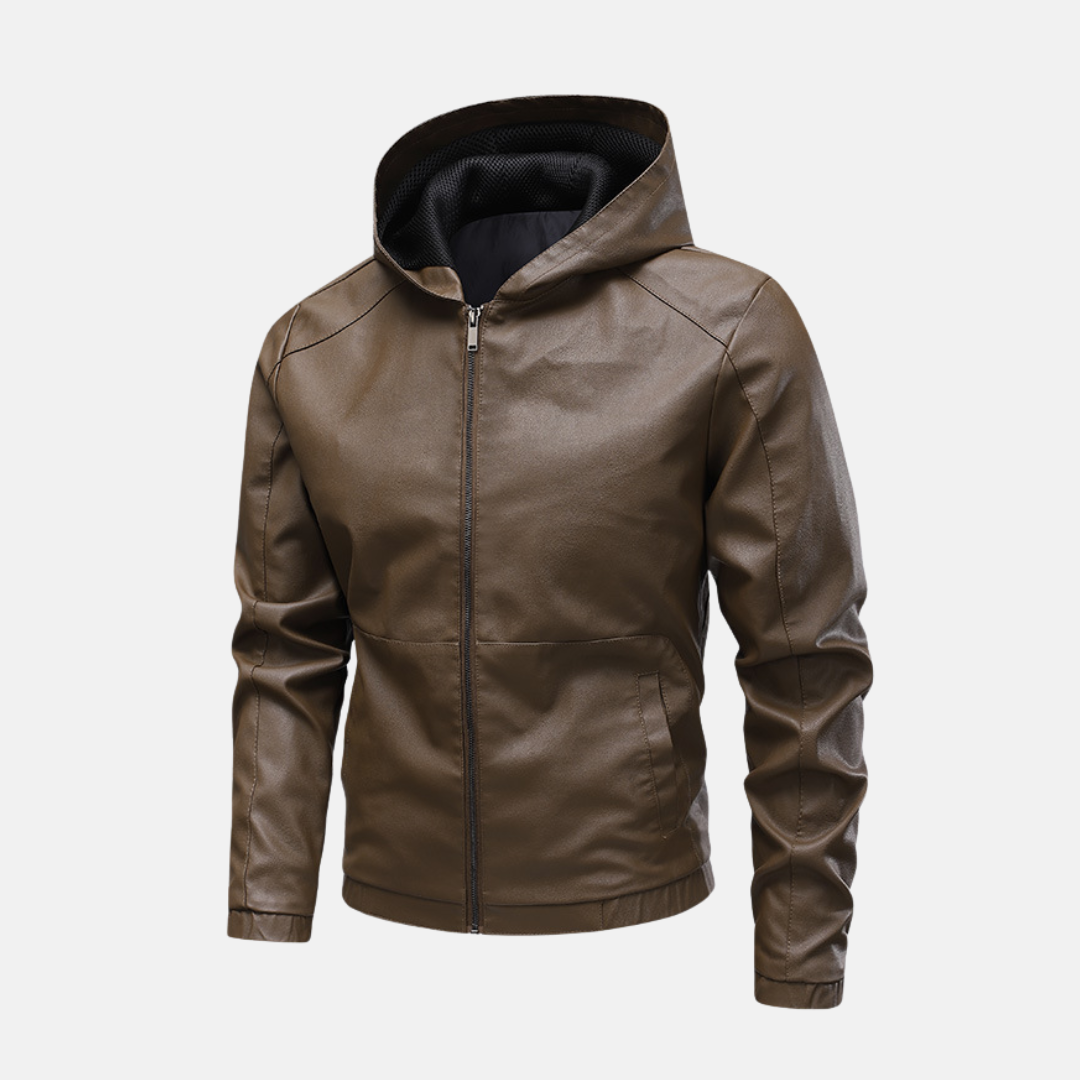 Men's slim fit hooded jacket full zip panel design wind-blocking cuffs contemporary outerwear
