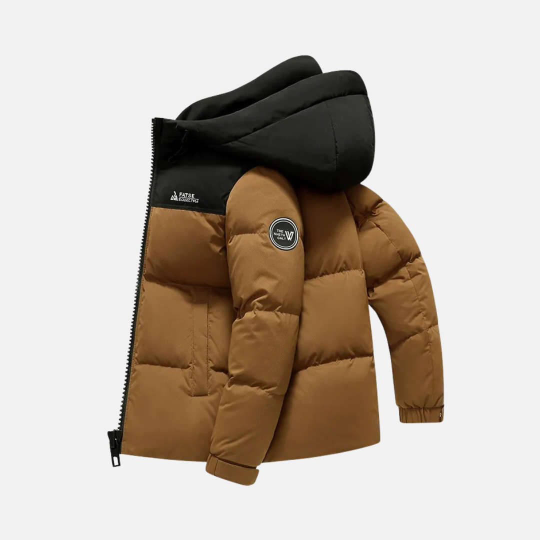 Men's relaxed fit insulated puffer jacket with hood and full zip, ideal for layering