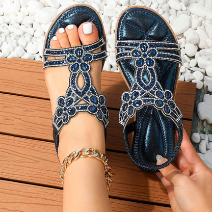 Women's boho cushioned comfort sandals with contoured footbed for posture support and comfort