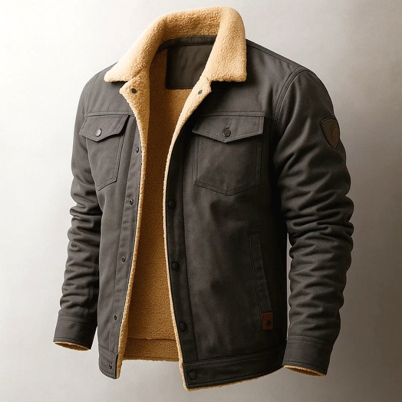 Unisex sherpa lined winter jacket windproof cotton shell multi-pocket design warm everyday wear