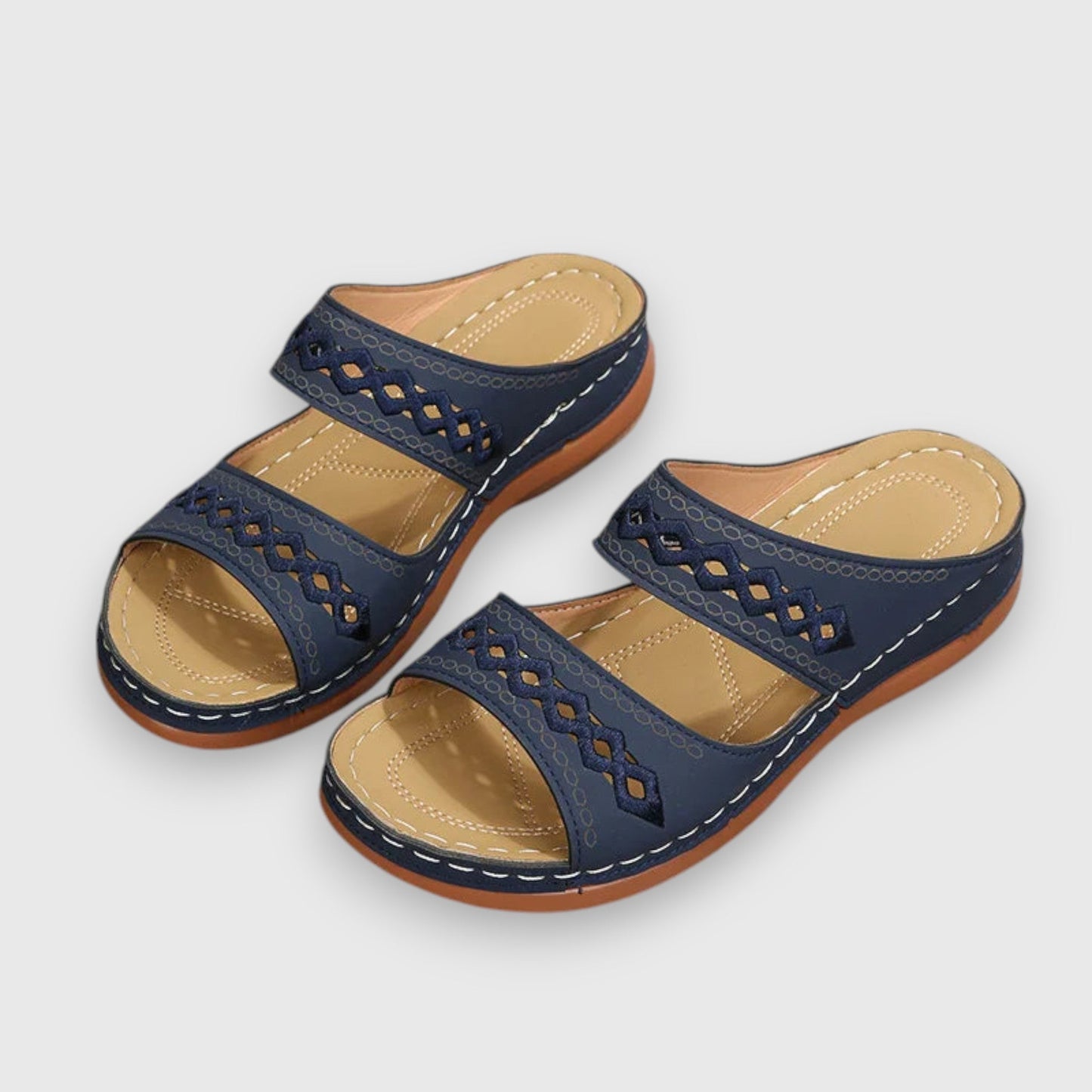 Women's wide fit sandals dual panel design sleek modern style for effortless elegant comfort