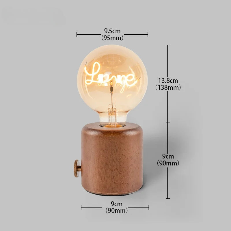 Amivor rechargeable oak wood lamp with smooth dimming control for cozy intimate home ambiance