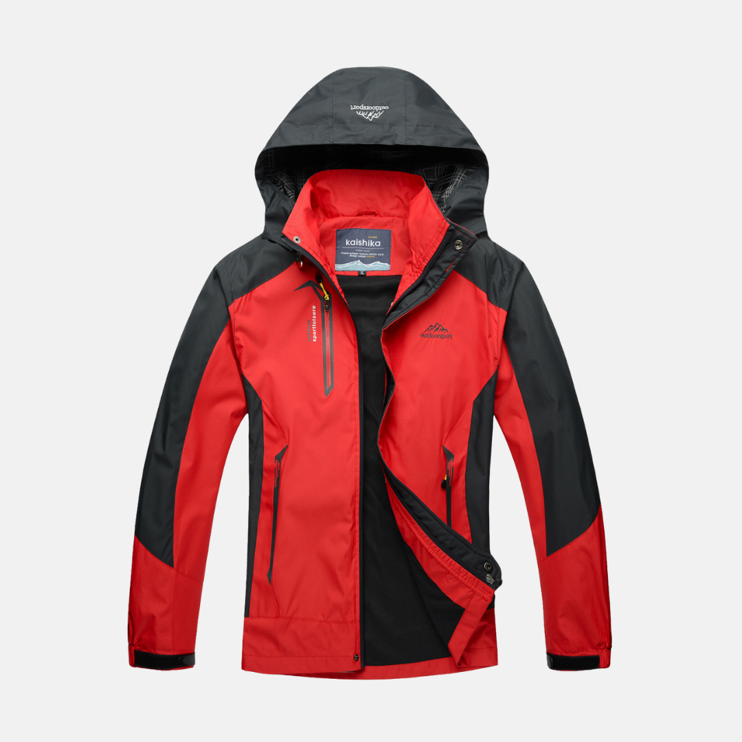 Women's black hooded jacket stand collar full zip slim fit for active outdoor adventures