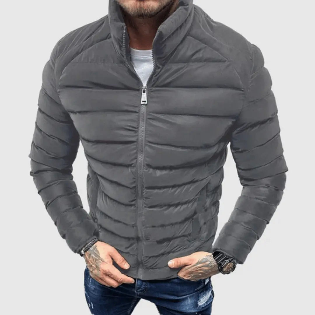 Dan Arborio slim-fit down puffer jacket in neutral tone with premium insulation and cotton blend