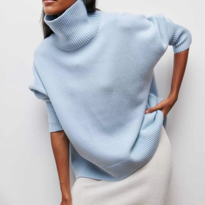 Montavi oversized turtleneck knit sweater relaxed fit soft warm high collar cozy layering essential