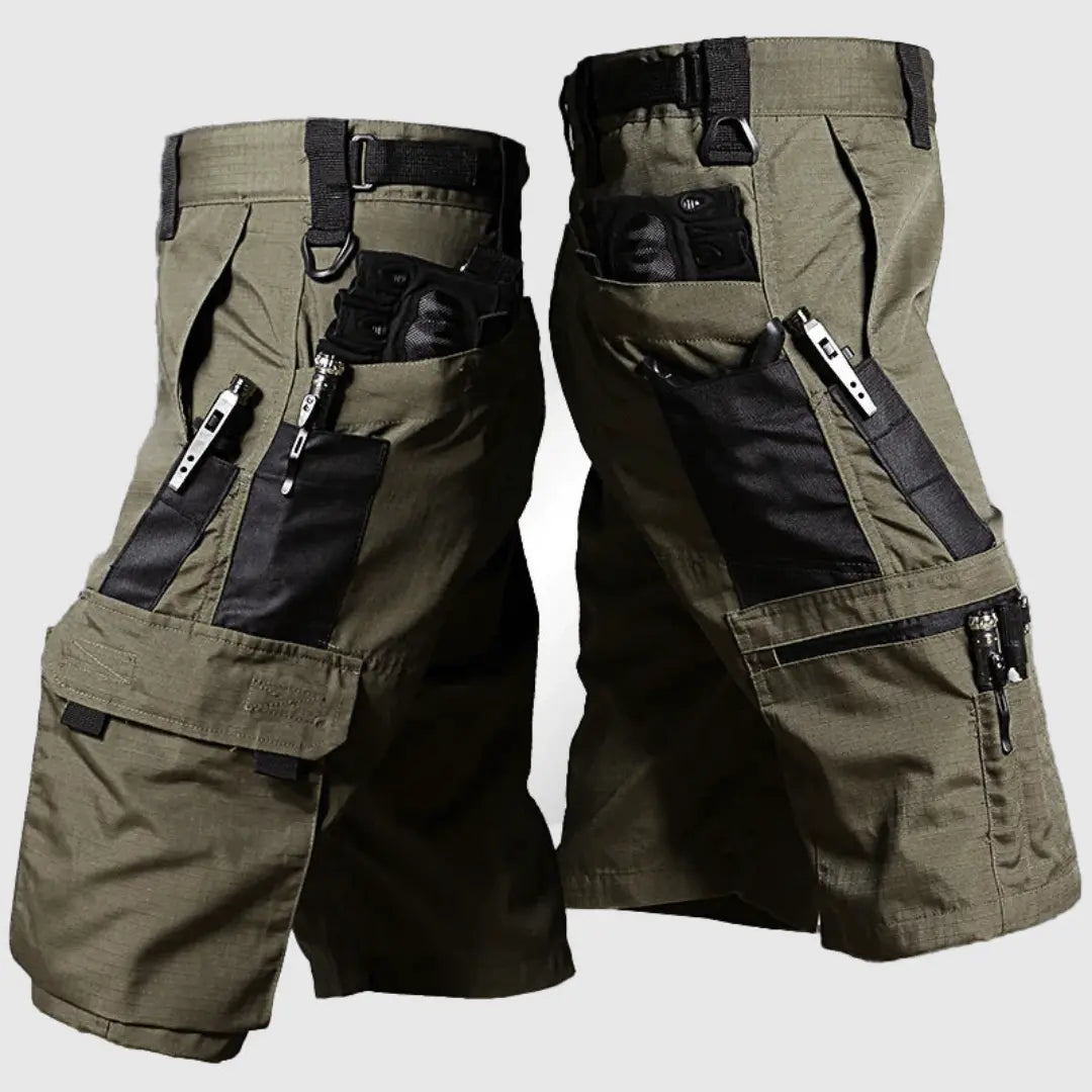 Bradley Scout camouflage cargo shorts with secure multi-pockets and reinforced seams for rugged outdoor use