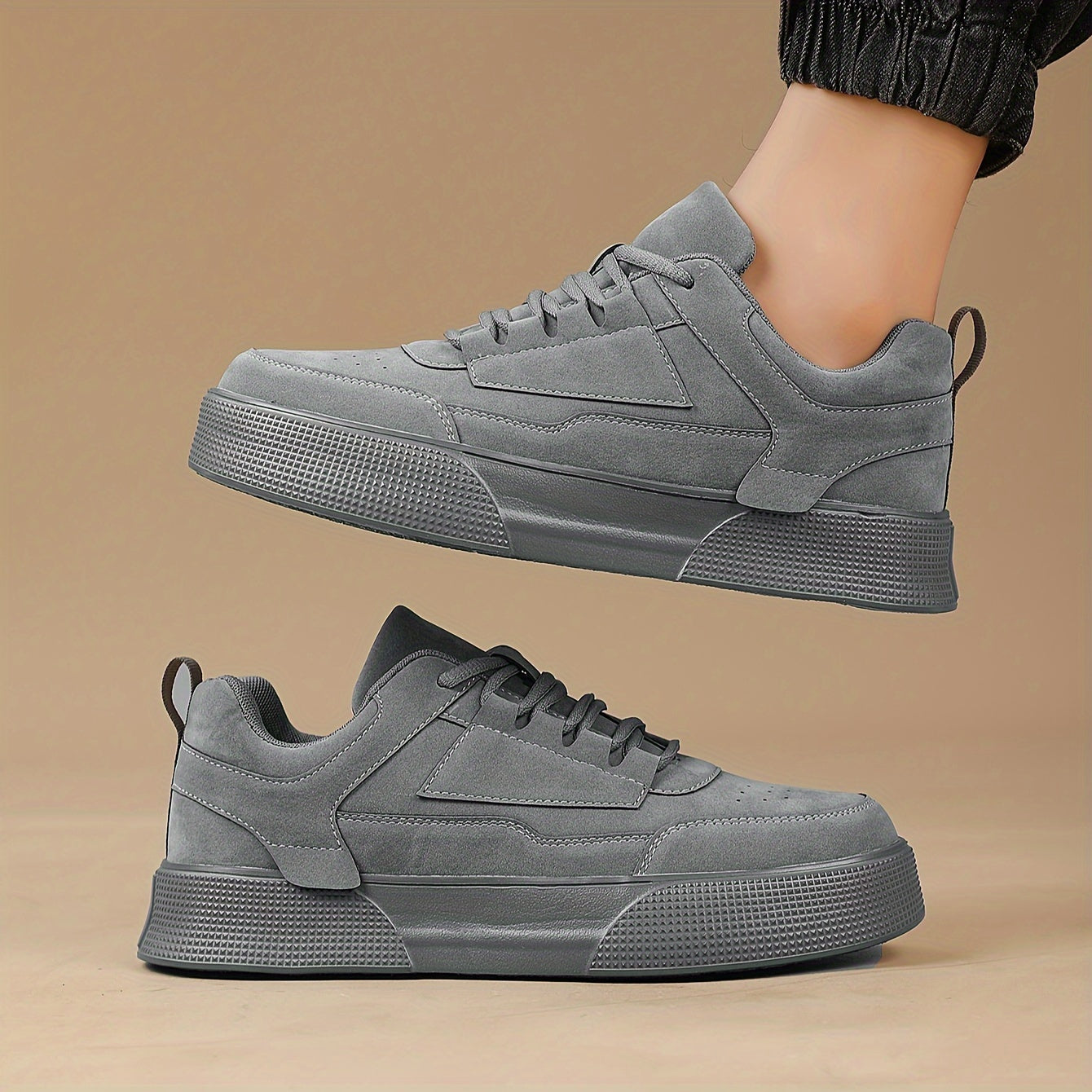 Men's chunky sole lace-up street sneakers by Wavlynn bold fashion-forward midsole for urban style