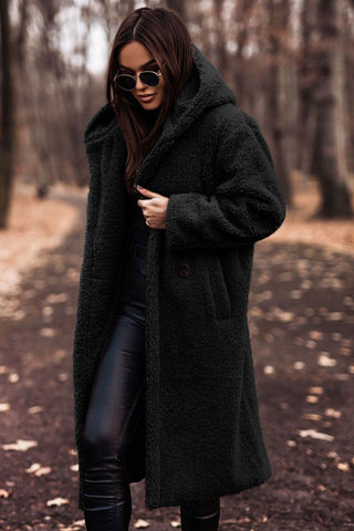 Wavlynn Sydney women's longline faux fur hooded coat in plush oversized winter style