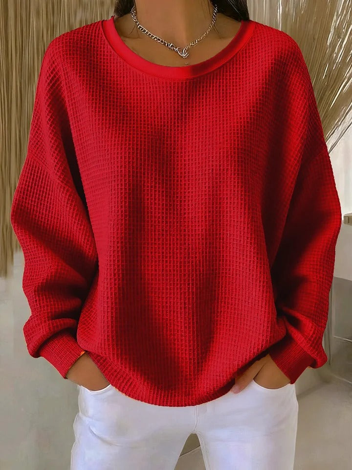 Sofia textured knit sweater cozy chic style with unique dimensional pattern for all-day comfort