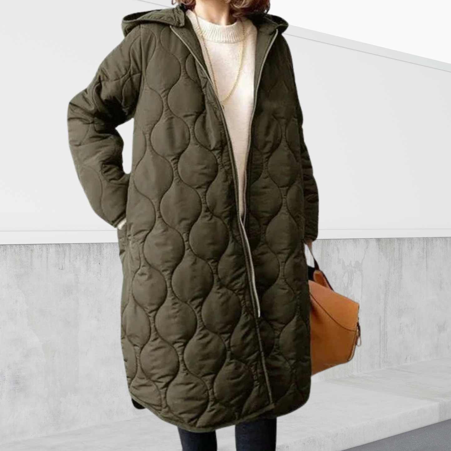 Women's oversized hooded parka, sleek winter coat with insulated layering design