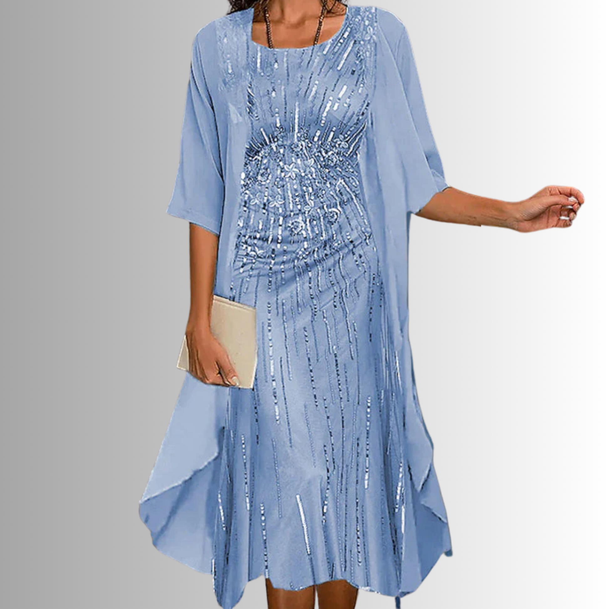 Judith elegant 2-piece set flowy blouse-over-dress lightweight matching coord in soft feminine style