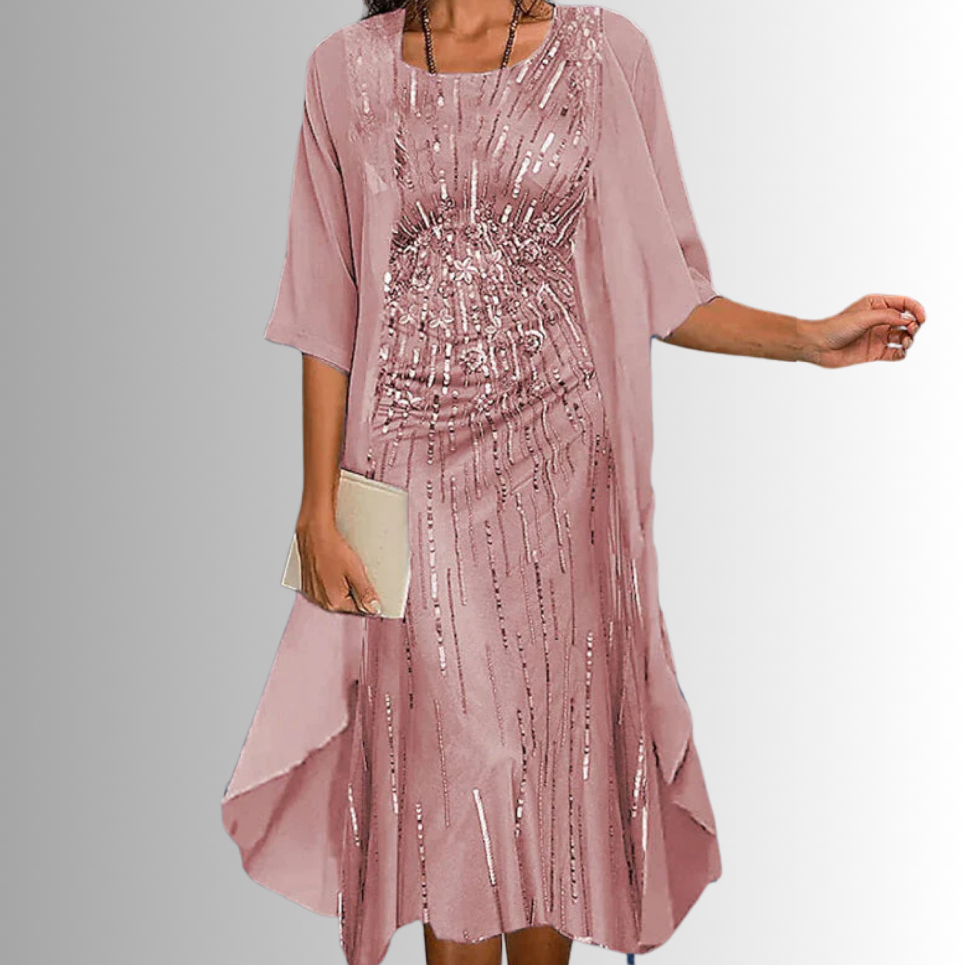 Judith elegant 2-piece set flowy matching dress lightweight short-sleeve blouse soft sophisticated warm-day style