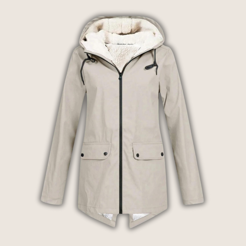 ThermaShell windproof waterproof rain jacket for women, lightweight hooded shell coat