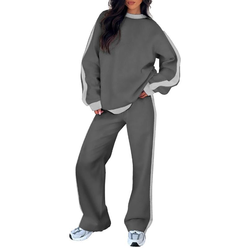 Cozy relaxed-fit sweatshirt matching set in neutral tones with soft breathable fabric for everyday comfort