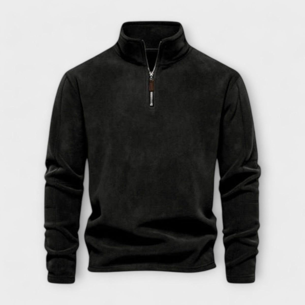 Men's relaxed fit brushed knit mock neck quarter zip pullover top for casual fall winter wear
