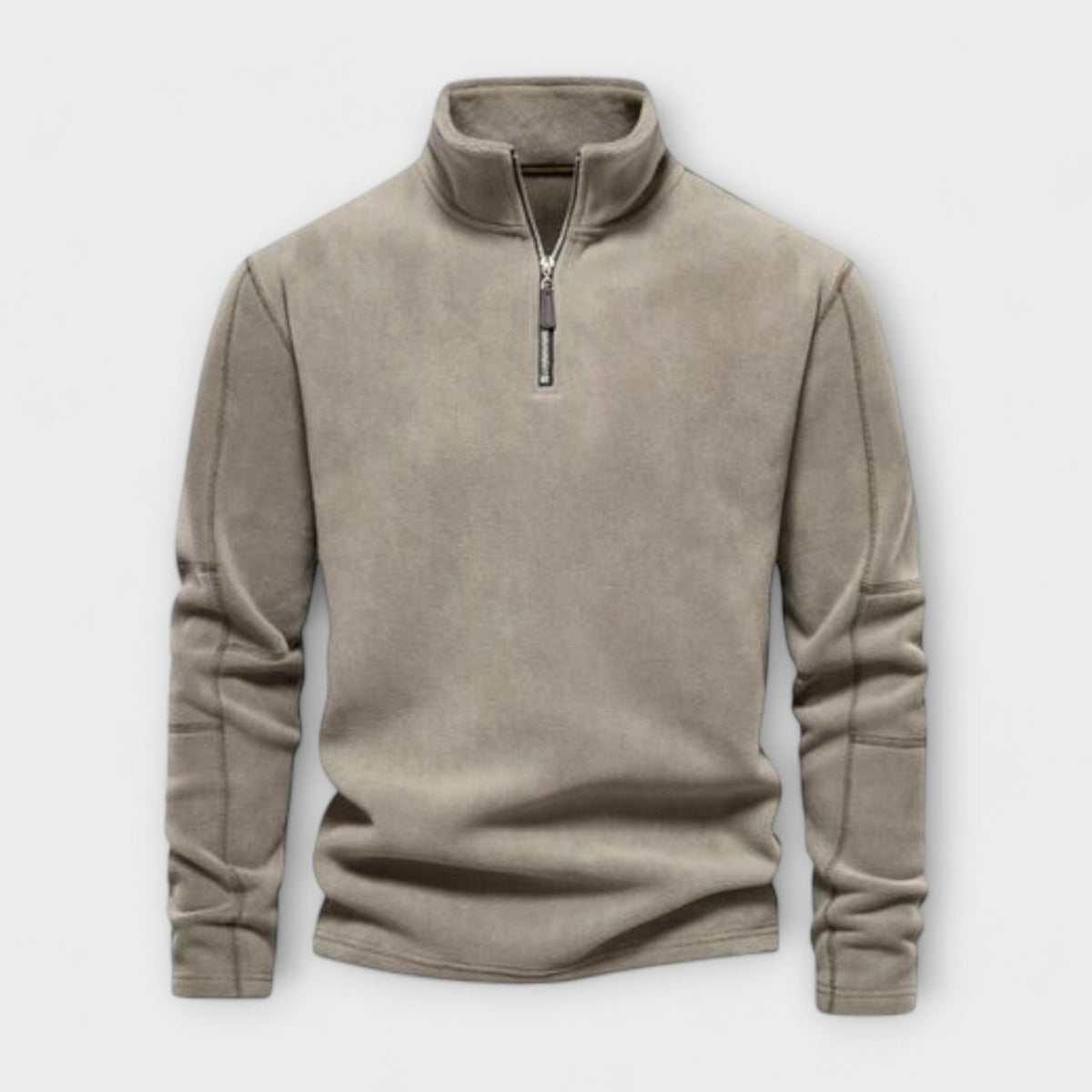 Men's relaxed fit brushed knit mock neck quarter zip pullover top for casual fall wear