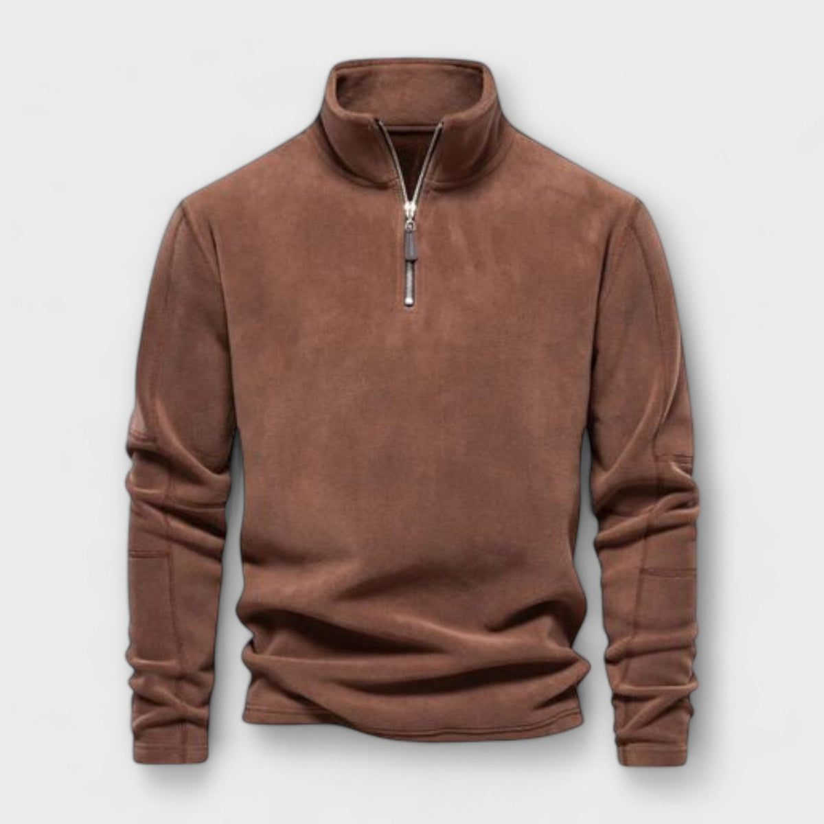Men's relaxed fit brushed knit mock neck quarter zip pullover top for casual fall winter wear