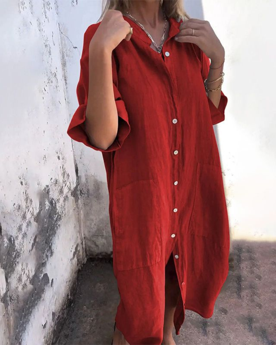 Boho shirt dress relaxed silhouette flowy drape breathable lightweight style for effortless travel
