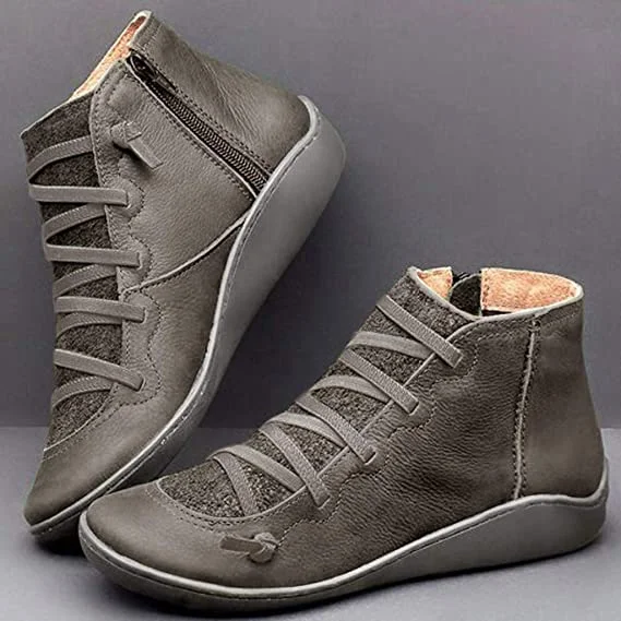 Women's black lace-up zip ankle boots with customizable fit and side zip closure