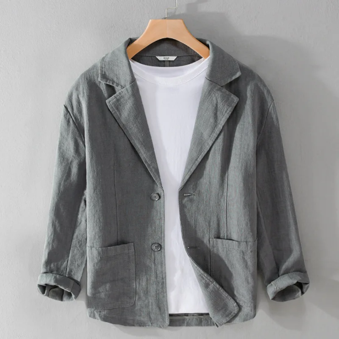 Jackson Essential relaxed-fit linen jacket in deep rich hue, individually dyed for a unique one-of-a-kind finish