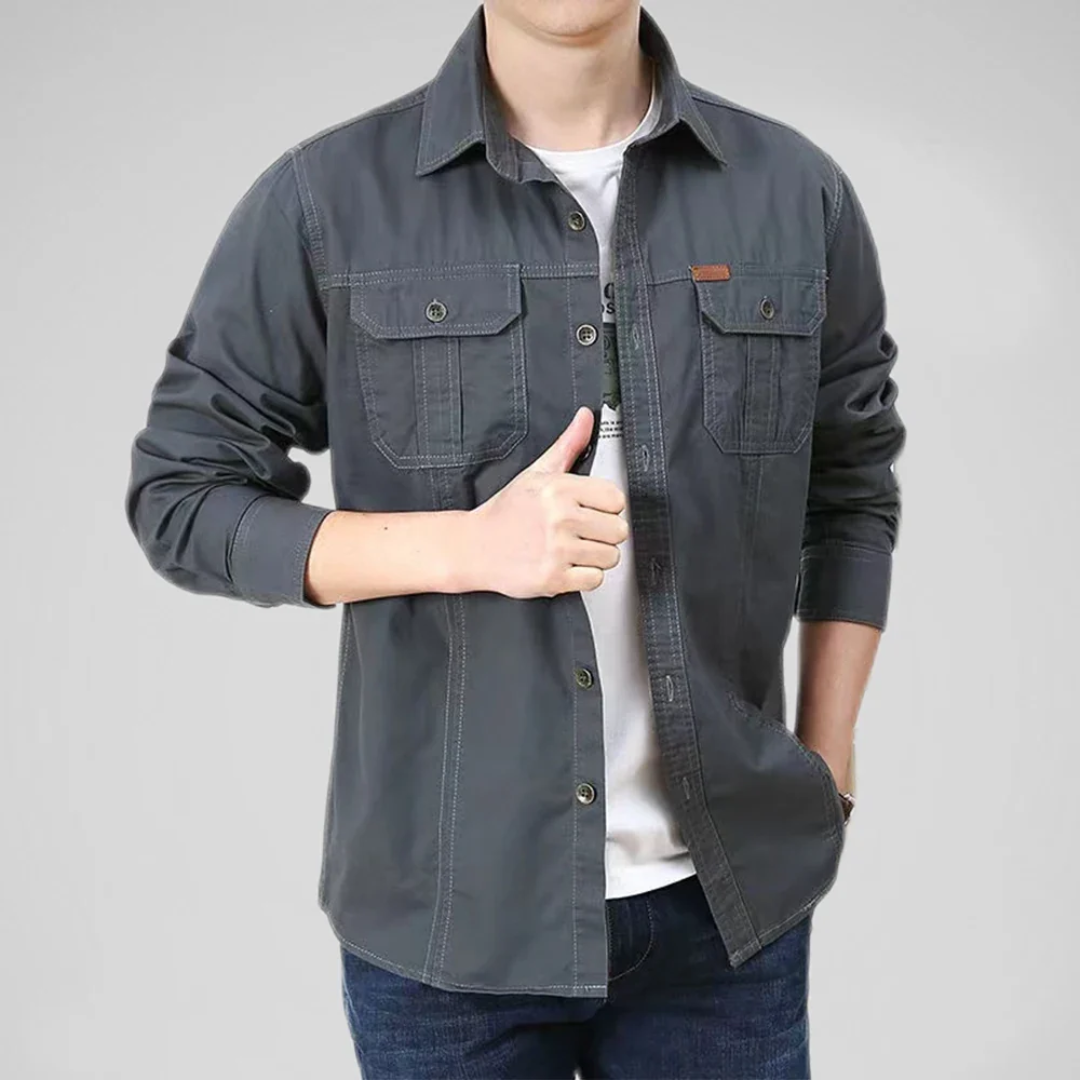 Vincent men's multi-pocket cotton shirt structured relaxed fit timeless understated style