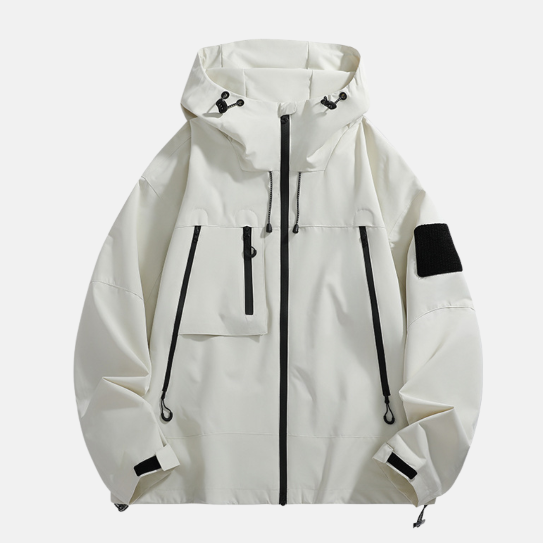 Wavlynn men's waterproof jacket relaxed fit adjustable hood outdoor shell lightweight all-season